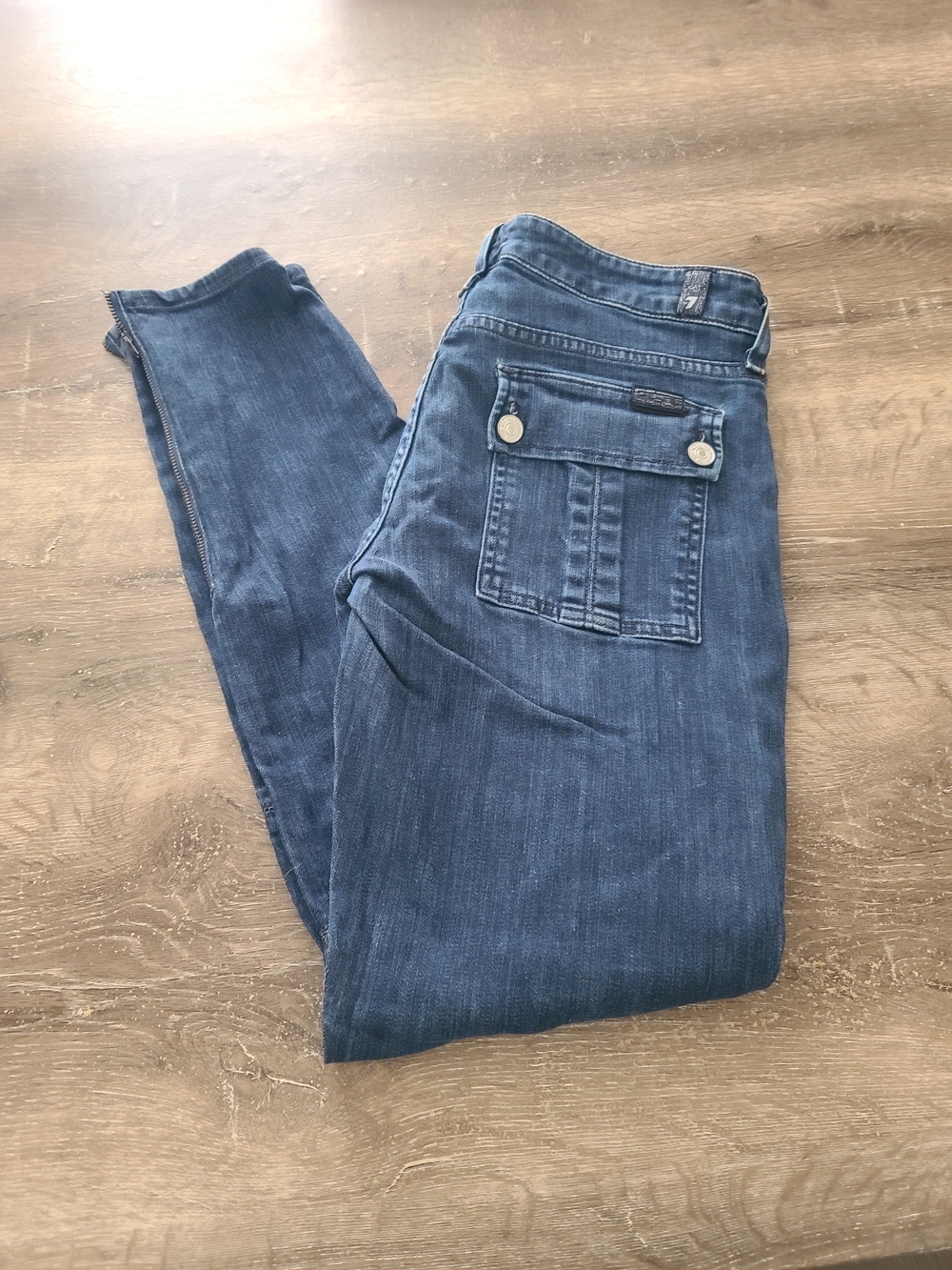 7 For All Mankind Dark Blue Skinny VINTAGE Jeans with Flap Back Pocket